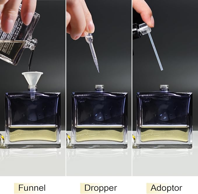 100ml/3.4Oz Glass Spray Perfume Bottle Empty Cologne Atomizer | Refillable Perfume Spray Bottle Container with 3 Kinds of Dispenser