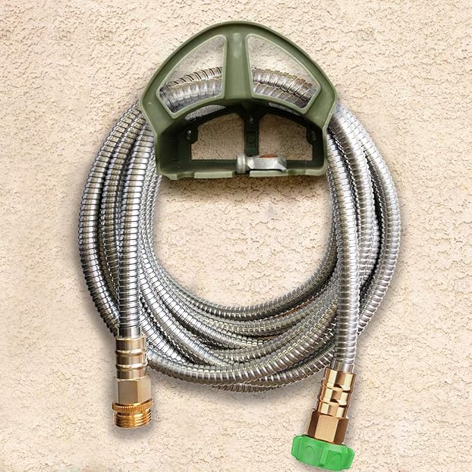 BEAULIFE 304 Stainless Steel Metal Garden Hose 25 Feet with Brass Garden Hose Nozzle Flexible, Portable & Lightweight Kink Free Garden Water Outdoor Hose