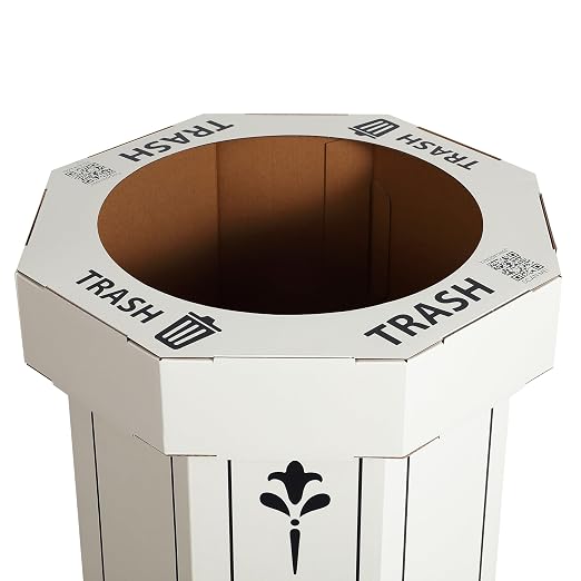 Eyely MPH1301C-SET2 Sal 25-Gallon Disposable Corrugated Cardboard Event Trash Can and Recycling Bin for BBQs, Beach, Parties & Events & Outdoor Activities, Bridal Ivory (Set of 2)