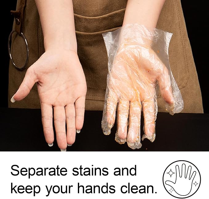 400 PCS Disposable Plastic Gloves Cleaning Gloves Household Food Safe, Latex-Free, Powder-Free, One Size Fits Most for Cooking, Food Service, Cleaning, Food Handling, Clear Disposable Food Prep Gloves