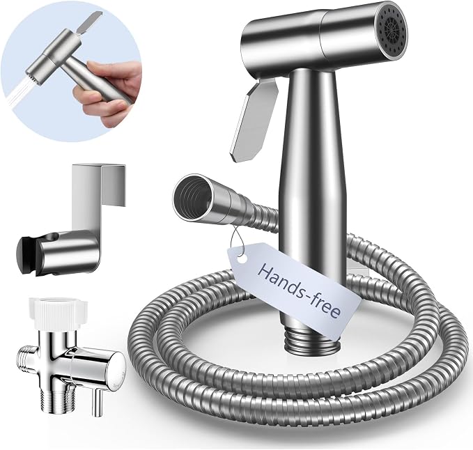 BRITULIF Hands-Free Bidet Sprayer for Toilet, Dual Control, Jet Spray | Hands-Free Spray, Dual Control Mode, Leak-Free Hose, Tank or Wall Mount, Feminine Wash, Stainless Steel Body, Nozzle