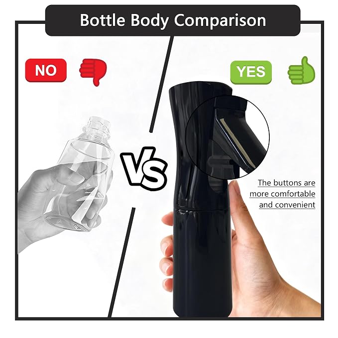 Spray Bottle for Hair Continuous Ultra Fine Mist (200ml) 360° Multi Spray Bottle for Plants, Cleaning, Skin Care Leakproof & Durable 2 Pack