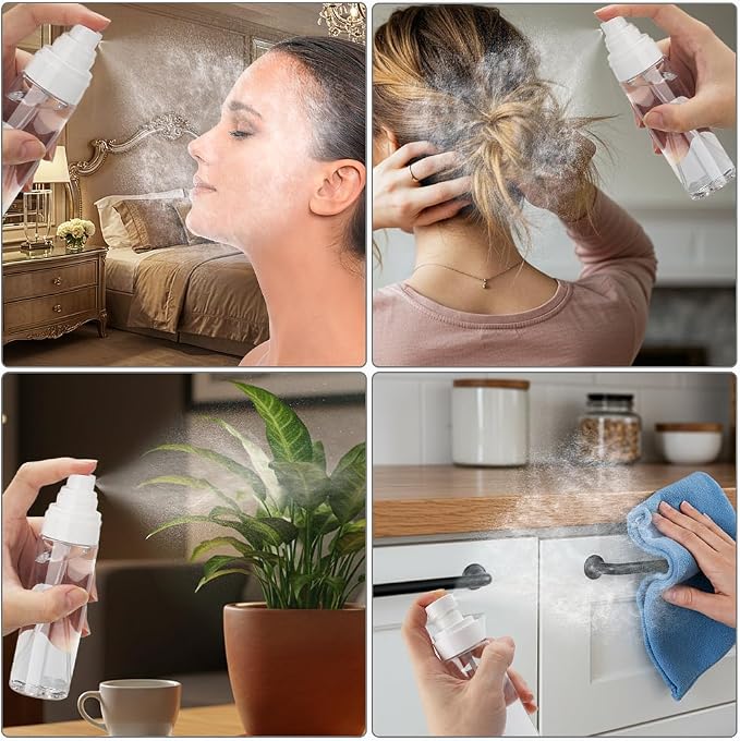 Cosywell 3.5oz/105ml 5 Pack Clear Fine Mist Spray Bottles | Leak Proof, Mister Spray Bottle, Refillable Plastic Hair Spray Bottle, for Perfume Skincare Toners Water, and a Toiletry Bag