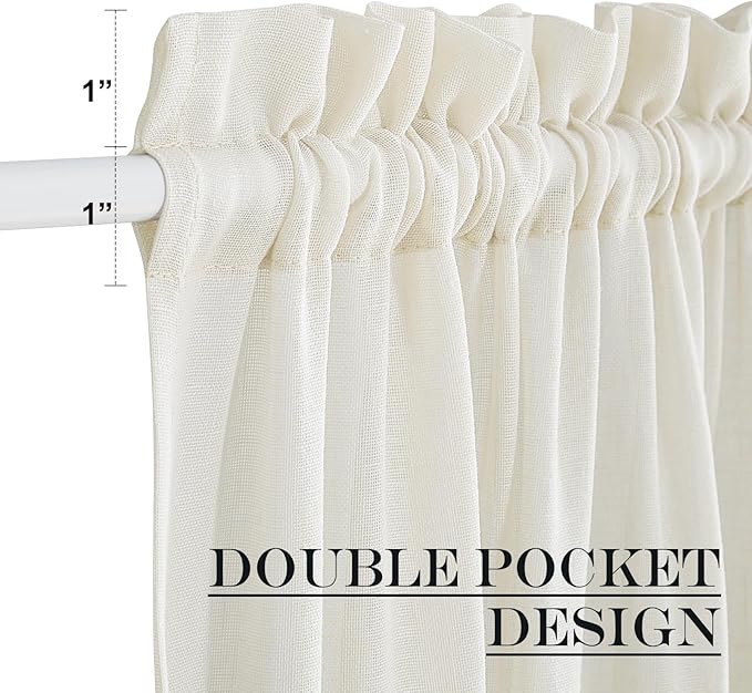 NICETOWN Front Door Curtain 72 inches Long for Kitchen Living Room | Light Filtering, Linen Door Window Cover, Rod Pocket Sheer Curtains for Entryway/Garage with Tieback, 1 PC, 52 inches Wide