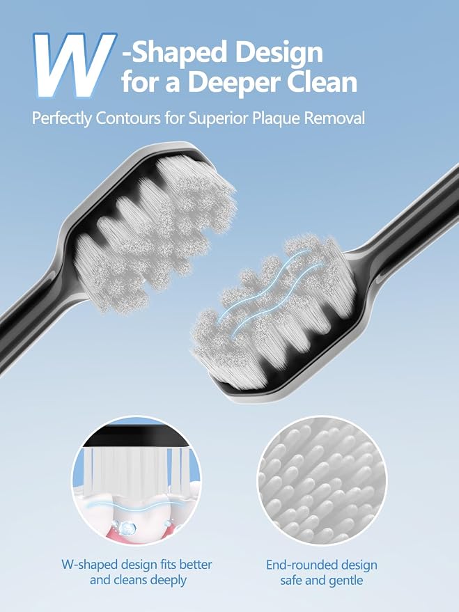7MAGIC Model D36 Electric Toothbrush Replacement Brush Heads for Deep Cleaning, Durable and Effective, 2-Pack (Black)