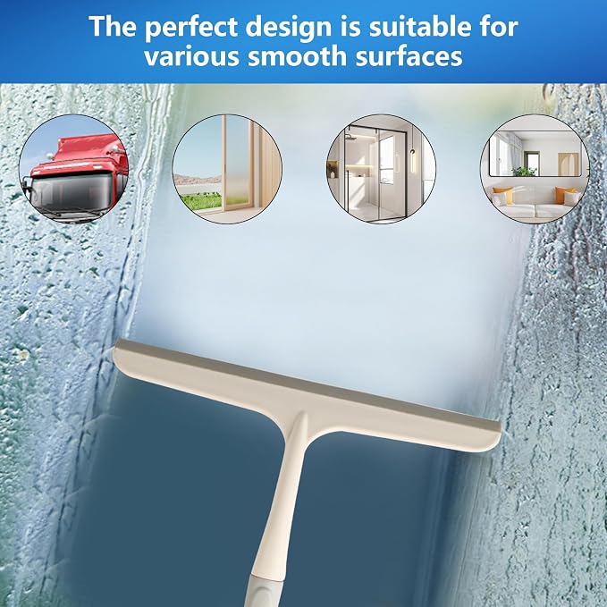 3 Pcs Shower Squeegee for Glass Doors, Car Window Squeegee | Window Cleaning Squeegee Glass Shower Door for Car Window Wiper Mirror Windshield, Reusable, Easy to Clean, With 3 Hooks