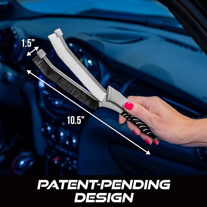 VIKING Car Detailing Brush for Interior Cleaning, 4 Pack | Multi-Purpose for Car Seat, Carpet Brush, Interior Car Cleaner, Medium Bristles and Stiff Bristles