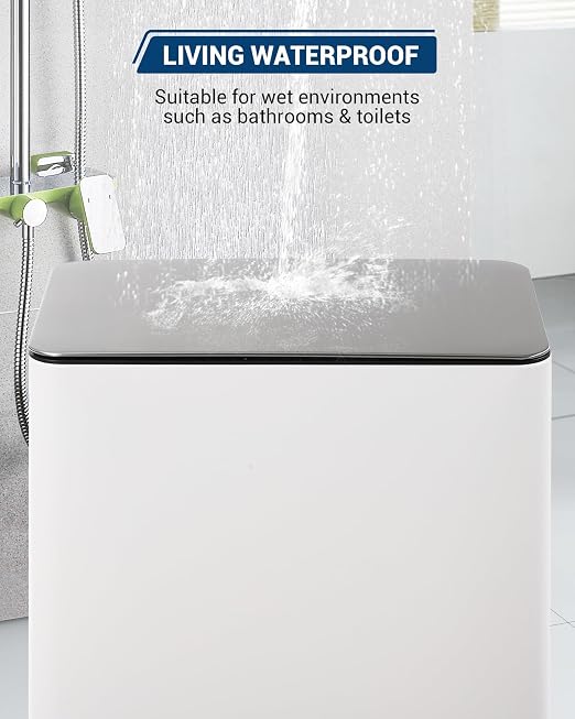 GarveeTech Slim Trash Can, 4 Gallon/15 L Kitchen Garbage Can with Soft Close Lid & Removable Inner Bucket, Small Narrow Recycling Bin for Bathroom, Living Room, Office, White | Small Narrow Recycling Bin with Removable Inner Bucket for Bathroom, Living...