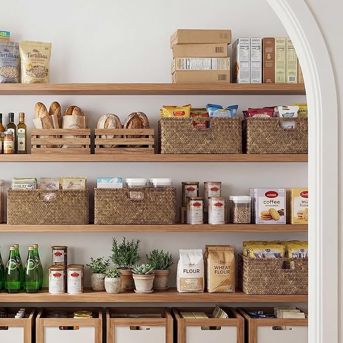 StorageWorks Extra Large Wicker Baskets for Organizing, Seagrass Baskets | Seagrass Baskets, Wicker Baskets for Storage, Wicker Storage Baskets for Shelves, Woven Baskets for Storage, Rectangle Basket