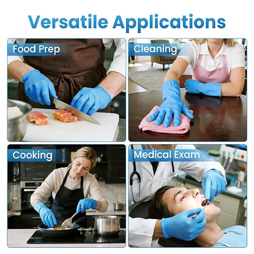 Borje Nitrile Exam Gloves XL, 100 Count Disposable Gloves, Blue | Latex-Free Powder-Free, Food Safe, Cooking, Cleaning