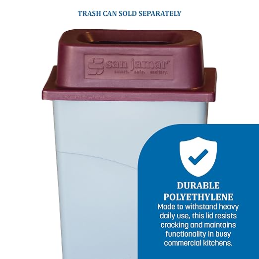 San Jamar KatchAll Magnetic Trash Can Lid for Retrieving Flatware, Magnetic Top for Garbage Bin, 21.5" x 11.75", 1 Count, Burgundy