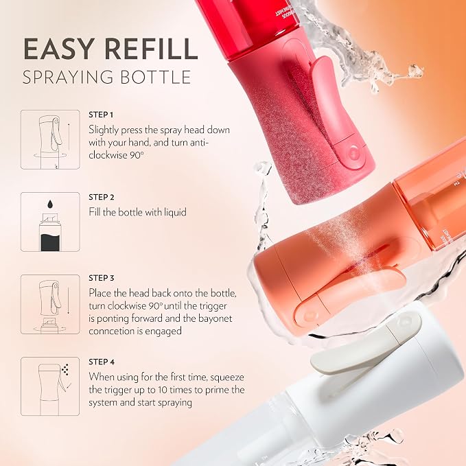 FLAIROSOL MyStyle Travel Continuous Spray Bottle, 3 Pack, 3.04oz/90ml | Ultra fine continuous mist for face, hairstyling, salon, cleaning, beauty, toners, hydration & makeup