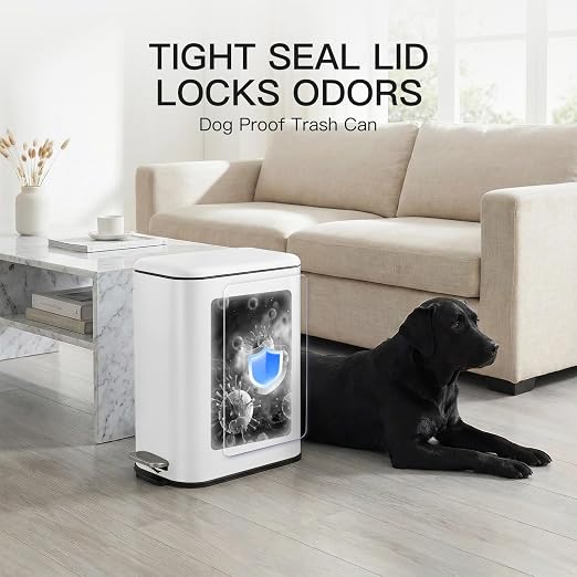 3.2 Gallon/12L Stainless Steel Step Trash Can, Soft Close Pedal Garbage Bin with Detachable Inner Bucket,Fingerprint Resistant,Dual-Use Waste & Recycling Container for Home Kitchen, Bathroom and Offic