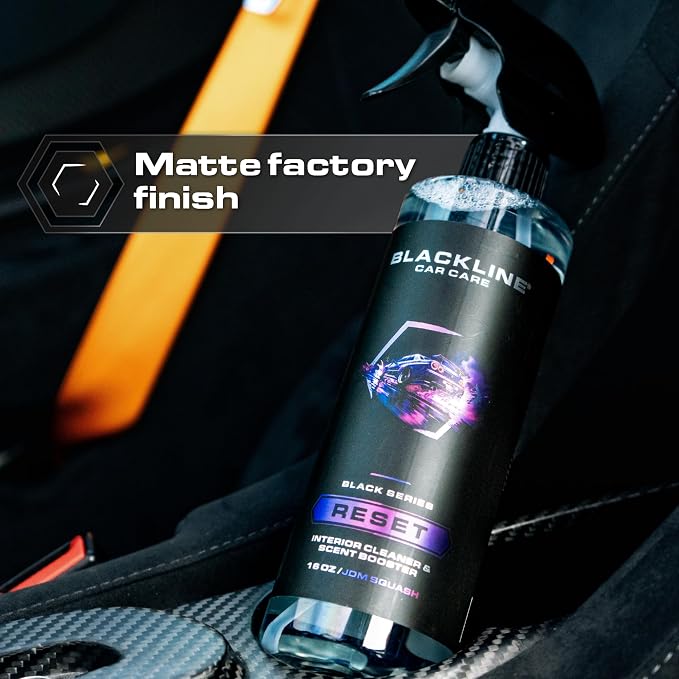 Blackline Reset Interior Car Cleaner & Deodorizer Spray - Dark Ice | pH-neutral high-foam formula deep-cleans & deodorizes leather, vinyl, carpet & plastic. Long-lasting scent, zero residue