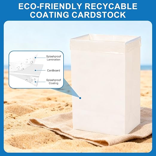 ANZON MORIES 4 Packs Trash Can 13 Gallon Disposable with 8 Waste Bags | Sturdy Cardstock, Recyclable, Splash-Resistant, Pop-Up, Foldable & Portable, for Kitchen, Parties, RV Camping & Outdoor Use