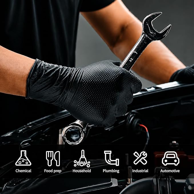 10 Mil Heavy Duty Diamond Texture Nitrile Gloves, Large, 1000 Ct | High-Volume Bulk Supply for Commercial Teams, Continuous Daily Use with Fewer Reorders & Better Cost Control