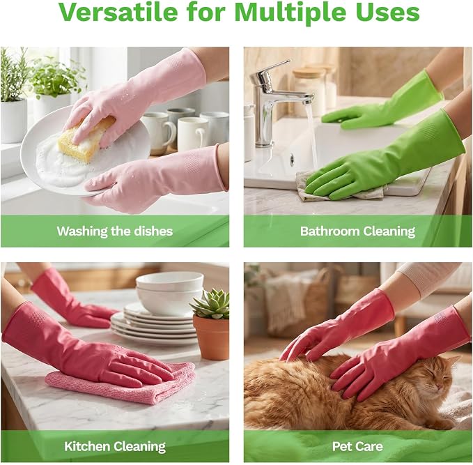 Nitrile Rubber Cleaning Gloves, 3 pairs of reusable kitchen gloves, ideal for dishwashing and household cleaning