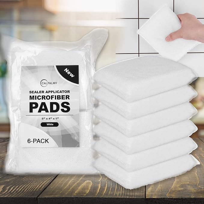 Professional Microfiber Sealer Applicator Pad – The Perfect Tool to Apply Sealer to All Natural Stone and Tile Like Marble, Granite, Concrete & Slate (White)