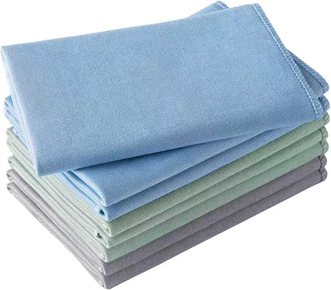 Microfiber Glass Cleaning Cloth 8 Pack, 16 Inch x 12 Inch, Lint Free Quickly Clean Window, Glasses, Windshields, Mirrors, and Stainless Steel, Multicolor