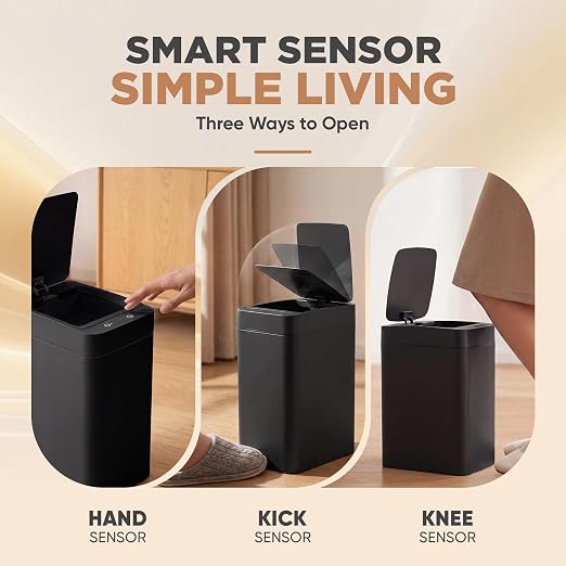 Furmax 2.5 Gal Bathroom Trash Cans with Lid, Touchless Motion Sensor 2 Pack | Small Smart Wastebaskets Waterproof Plastic Garbage Cans for Office, Kitchen