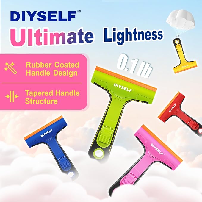 DIYSELF Plastic Scraper Tool with 5 Pcs 4-Inch Razor Blades for Windows | Replaceable Plastic Blades, Sticker Remover Tool for Glass, Labels, Adhesive, Cooktops & Tile, Crafts, DIY Users, Pink