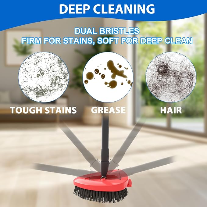 2-Pack Replacement Spin Mop Scrub Brush Heads for O-Cedar EasyWring 1-Tank | Dual Bristles,Soft Inner for foam & Stiff Outer for Stubborn Stains,20°Angled for Corners,Deep Cleaning,Reusable & Durable