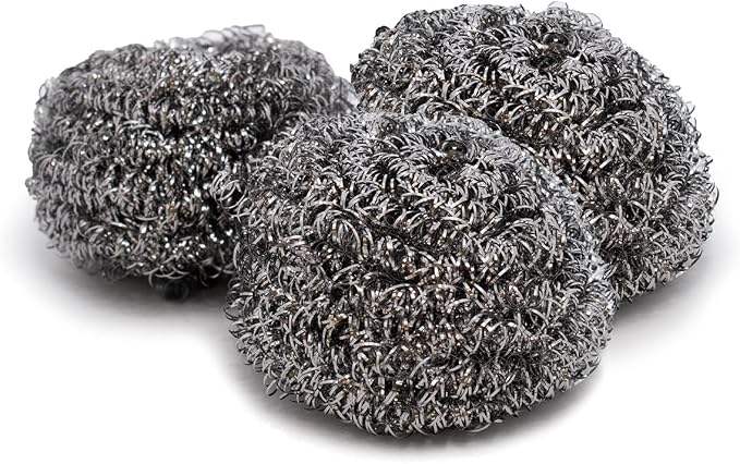 Pine-Sol Heavy-Duty Stainless Steel Scrubbers | Won’t Rust or Splinter | Scrub Sponges for Cast Iron, Oven Racks, Grills, 3 Pack