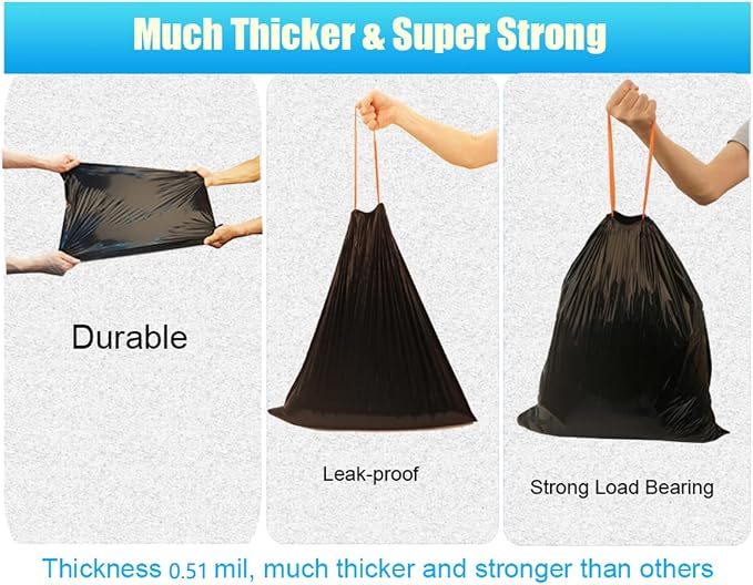 2 Gallon Trash Bag,100 Counts Strong Small Trash Bag Garbage Bags,Thick Drawstring Trash Can Liners for Bathroom Kitchen Bedroom Office Dorm (2, Gallons)