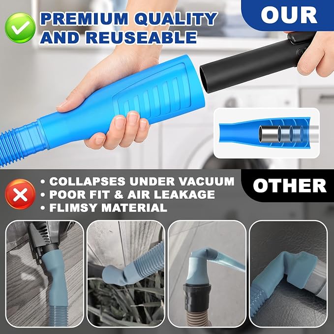 Sealegend Dryer Vent Cleaner Kit with Vacuum Hose Attachment & Brush Blue | Fits Most Vacuums, Loosens Stubborn Lint & Removes Hidden Dust, for Dryer Vents, Refrigerator Coils & Narrow Gaps