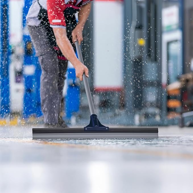 Floor Squeegee for Concrete Floor, 30" Large Squeegee Broom, Heavy Duty Floor Squeegee for Tile with 51.5" Handle for Garage, Deck, Bathroom, Window, Glass