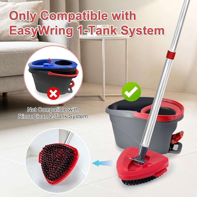 Mop Handle & Mop Base & Scrub Brush Set for Ocedar, Mop Handle for O Cedar, Spin Mop Replacement Handle for Ocedar, 30" to 58" Mops Handles for Cedar Spin Mops & H2pro Flat Mop, Mop Base & Scrub Brush