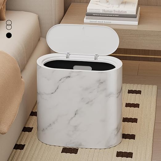 Slim Trash Can with Lid, 2.6 Gallons / 12 Liter Slim Small Plastic Compact Kitchen Garbage Can,Easy to Clean Durable Trash Bin for Compact Spaces,Office,Bathroom,Dorms,Kitchen,Bedroom