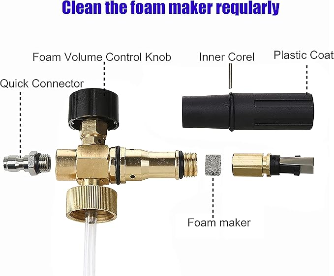 Tool Daily Short Pressure Washer Gun with Foam Cannon, 1/4" Quick Connect | 5 Power Washer Nozzle Tips Multiple Degrees, 1 Liter Soap Cannon, M22 Pressure Washing Gun, Not Compatible with GardenHose
