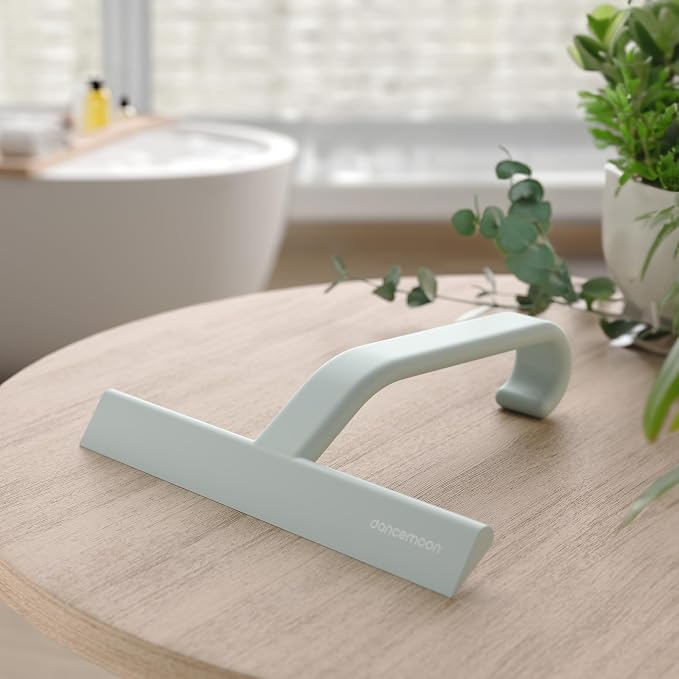 JustHang Shower Squeegee with Built-in Hook, 10-Inch Sage Green | Award-Winning Design, All-One-Piece Soft-Touch Silicone, for Glass Door, Bathroom, Window, Mirror, Tile Wall, Car