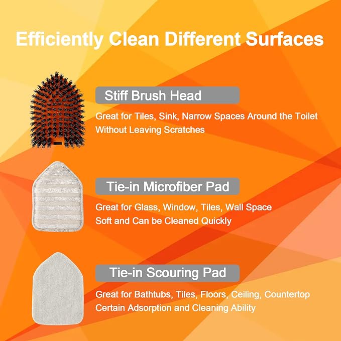 CLEANHOME Tile Tub Scrubber Brush with 3 Different Function Cleaning Heads and 56" Extendable Long Handle-No Scratch Shower Scrubber for Cleaning Bathroom Kitchen Toilet Wall,Bathtub,Sink
