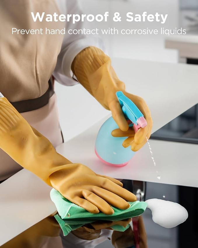 Rubber gloves on dishwashing cleaning 3 or 6 Pairs,Kitchen dish gloves,Reuseable.