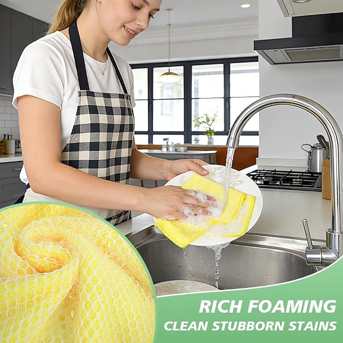 Dish Cloth for Washing Dishes Kitchen Washcloth Cleaning Cloth | 12x12inch 10pack Kitchen Towels Rags, Microfiber Cleaning Cloths, Wash Cloths with Poly Scour Side,Wholesale, Assorted
