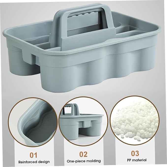 Thickened Plastic Cleaning Supply Caddy with Multi-Compartment, Portable Cleaning Basket for Sponge, Spray Bottle, Towels, Housekeeping Supplies Organizer