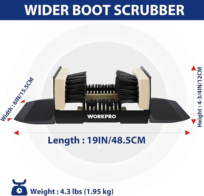 WORKPRO Extra Wide Boot Cleaner, Shoe Brush Scraper Scrubber Outdoor | Extra Wide,Length 19'' (48.5 cm), Heavy Duty Boot Brush, All Weather fits for Farm, Porch, Indoors & Outdoors
