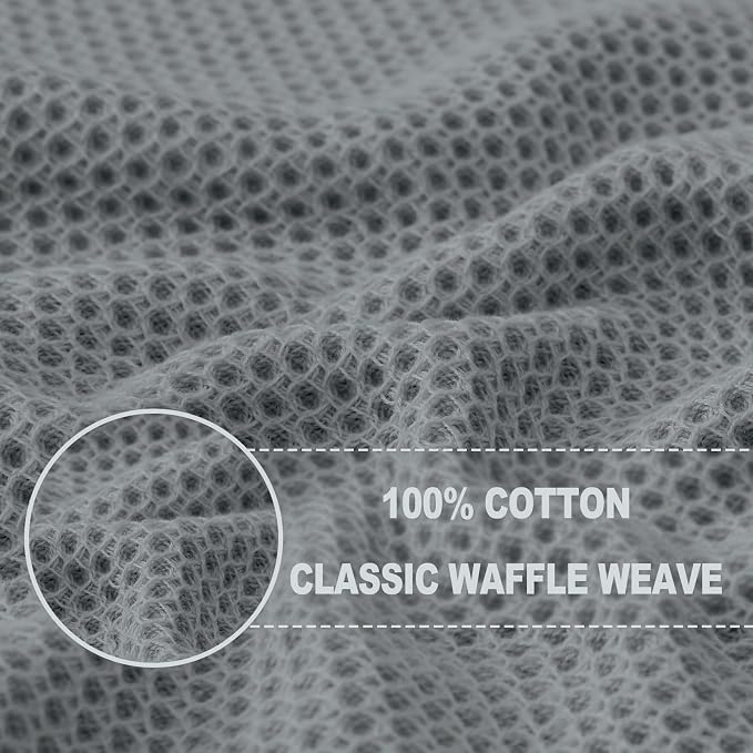 Homaxy 100% Cotton Waffle Weave Kitchen Dish Towels 8-Pack, Grey | 13 x 28 Inches, Ultra Soft Absorbent Dish Towels, Quick Drying Cleaning Towels