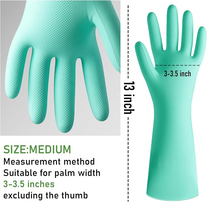 Rubber Cleaning Dishwashing Kitchen-Gloves - 3 Pairs Colorful Dish Gloves,Reusable Rubber Gloves for Dishwashing