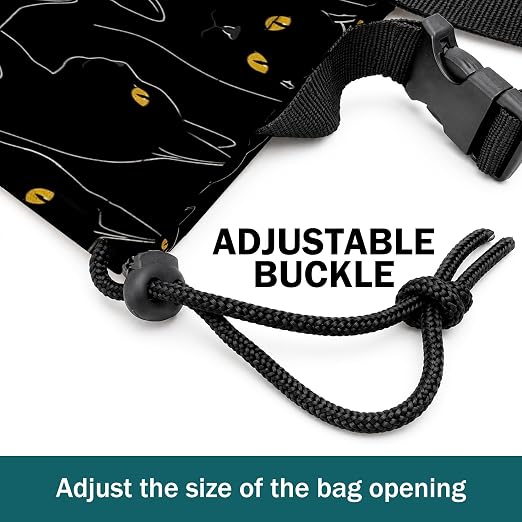 Coquette Black Cat Car Trash Bag Hanging for Back Seat | Canvas Drawstring Car Garbage Bag with Adjustable Buckle Vehicle Trash Can,Black Cat Lover Mom Gifts