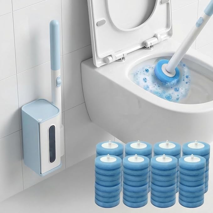 64 Count Value Pack: Disposable Toilet Brush Heads with Pre-Loaded Cleaner | KZKR Toilet Bowl Wand Refills for Bathroom Cleaning | Bulk Economy Pack | KZKR Toilet Bowl Wand Refills for Bathroom Cleaning, Household Cleaning Supplles, Bulk Economy Pack