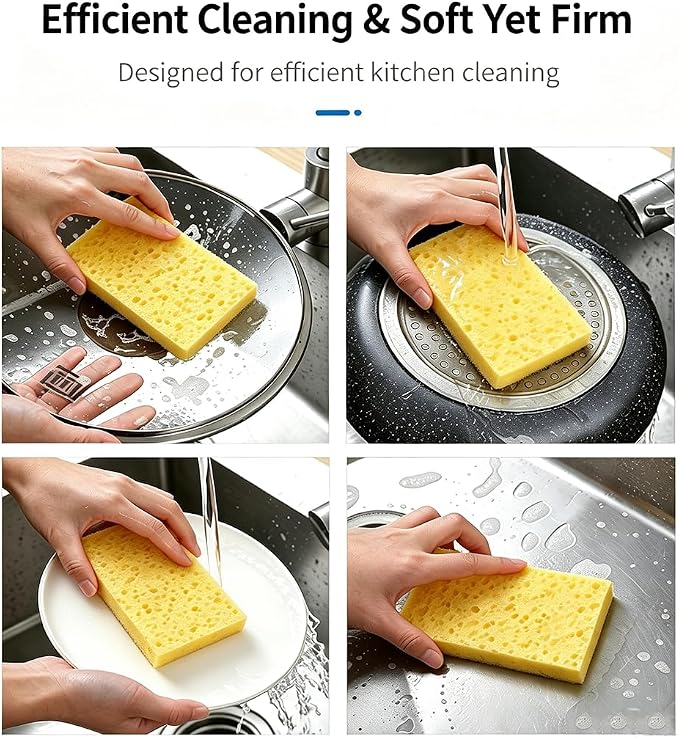 12 Pack Compressed Kitchen Sponges, Household Cleaning Sponge Expands in Water, Multi Purpose Cleaning Sponge for Dishwashing Sink Countertop and Daily Home Cleaning