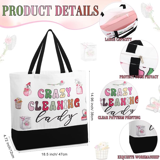 Paterr Housekeeping Gift Tote Bag and Makeup Bag Housekeeper Employee Appreciation Day Gift for Custodian Cleaner