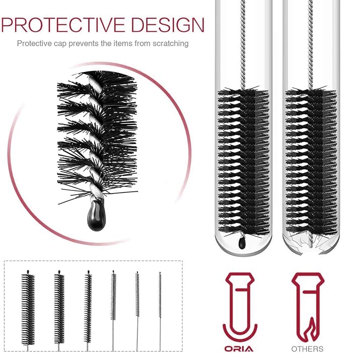 Long Straw Brush, Nylon Pipe Tube Cleaner 8.2-ihch 10 Different Diameters Set of 10 (Pack of 4)