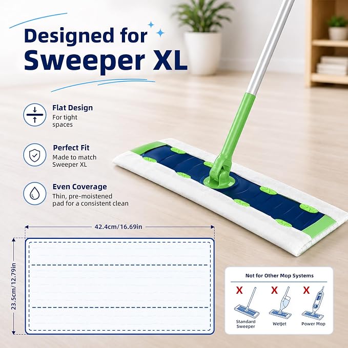 20 Count XL Wet Pads for Swiffer Sweeper XL, Unscented Disposable Refills | Pre-Moistened, Unscented, Disposable, Soft Nonwoven Pads, 10-Count Packs, For Sealed Hard Floors