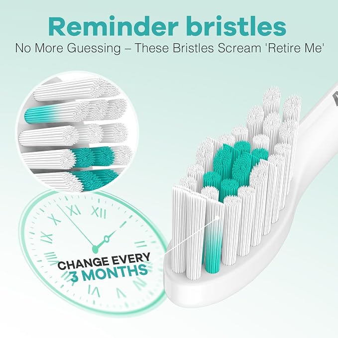 Aoremon Toothbrush Replacement Heads fit for Philips Sonicare E-Series | Toothbrush Heads fit for Essence Xtreme Elite Advance CleanCare Screw-on Electric Toothbrush Handle, 3 Count, White