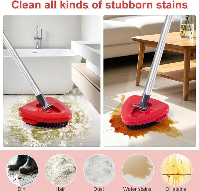 Mop Handle & Mop Base & Scrub Brush Set for Ocedar, Mop Handle for O Cedar, Spin Mop Replacement Handle for Ocedar, 30" to 58" Mops Handles for Cedar Spin Mops & H2pro Flat Mop, Mop Base & Scrub Brush