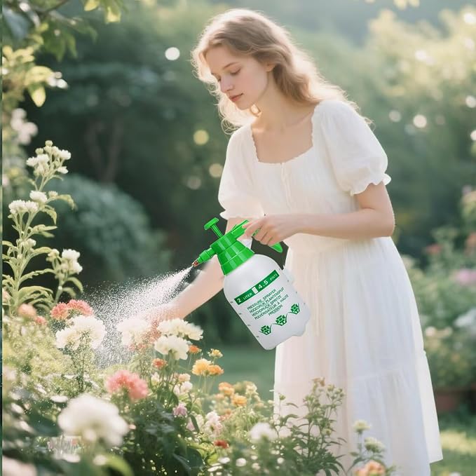 MRPAPA 2 Pack Garden Pressure Sprayer, 1/2 Gallon Handheld Sprayer | Translucent Spray Bottle with Adjustable for Houseplant Watering, Lawn Care, Household Cleaning & Patio Maintenance